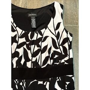 Kathy Roberts Women's Dress Size‎ 8 Black White Leaf Print Sleeveless